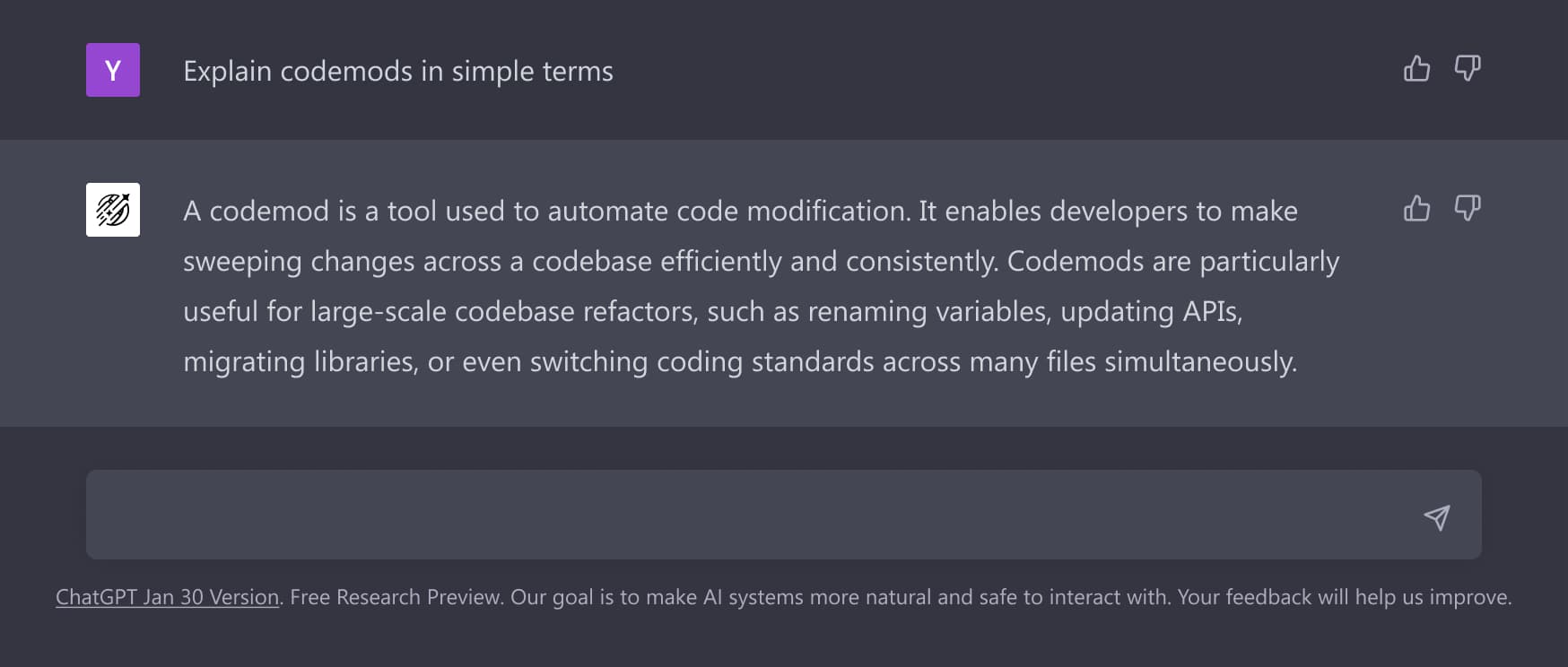 Hypermod-GPT AI model for generating code transforms.
