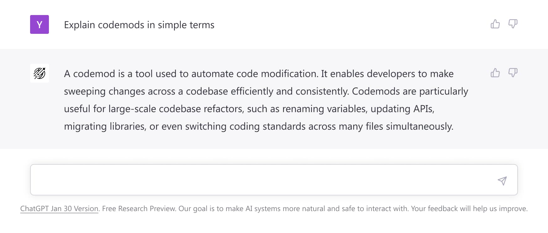 Hypermod-GPT AI model for generating code transforms.
